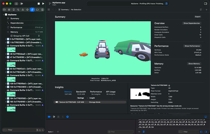 first launch of metal debugger